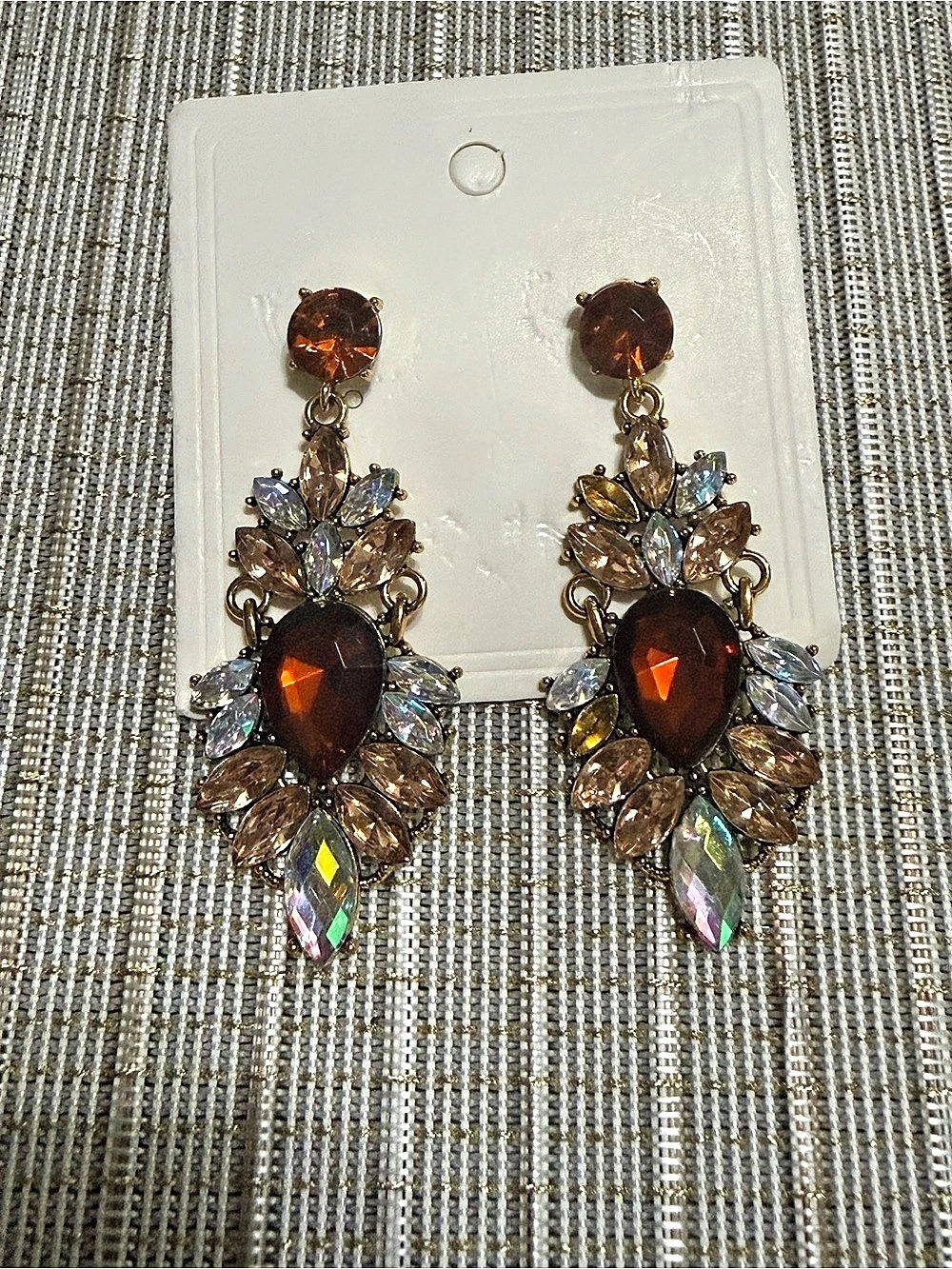 Brown Crystal Statement Earrings
